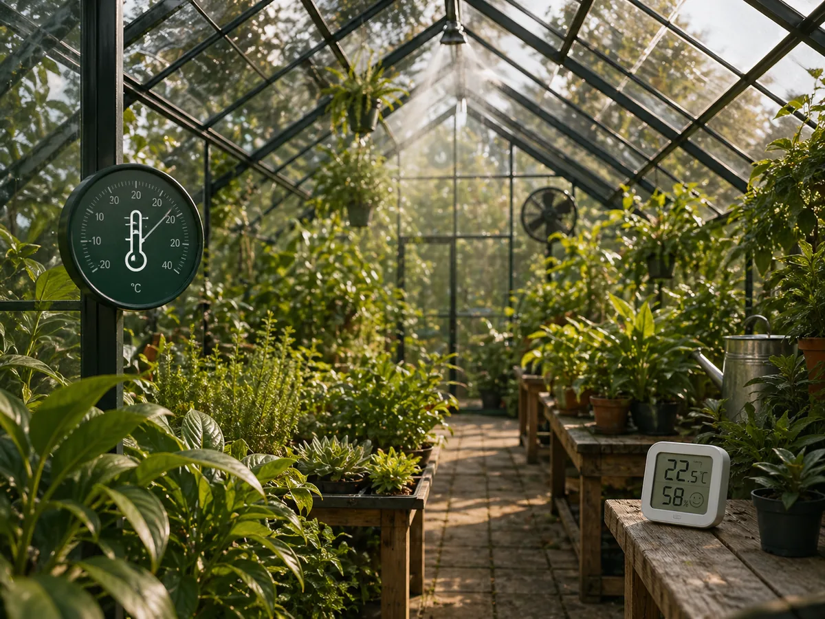 Greenhouse interior with climate control equipment